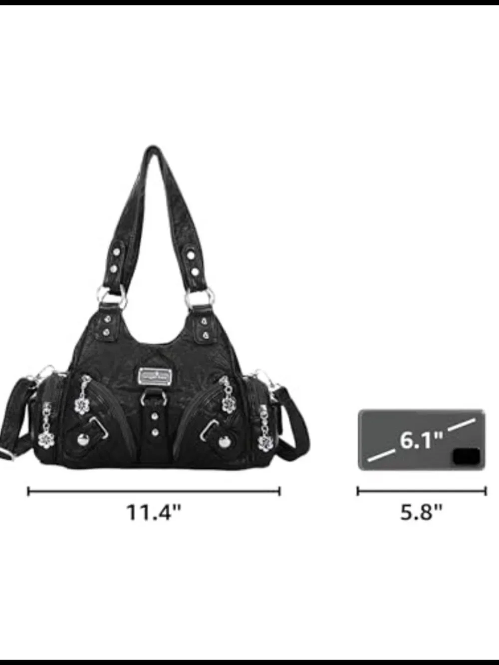 Vegan Leather Hobo Shoulder Bag Multi-Pocket Tote